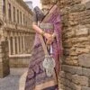 Purple Casual Printed Saree In Silk 1 Purple Casual Printed Saree In Silk -Riwaayat Store p2278sr06