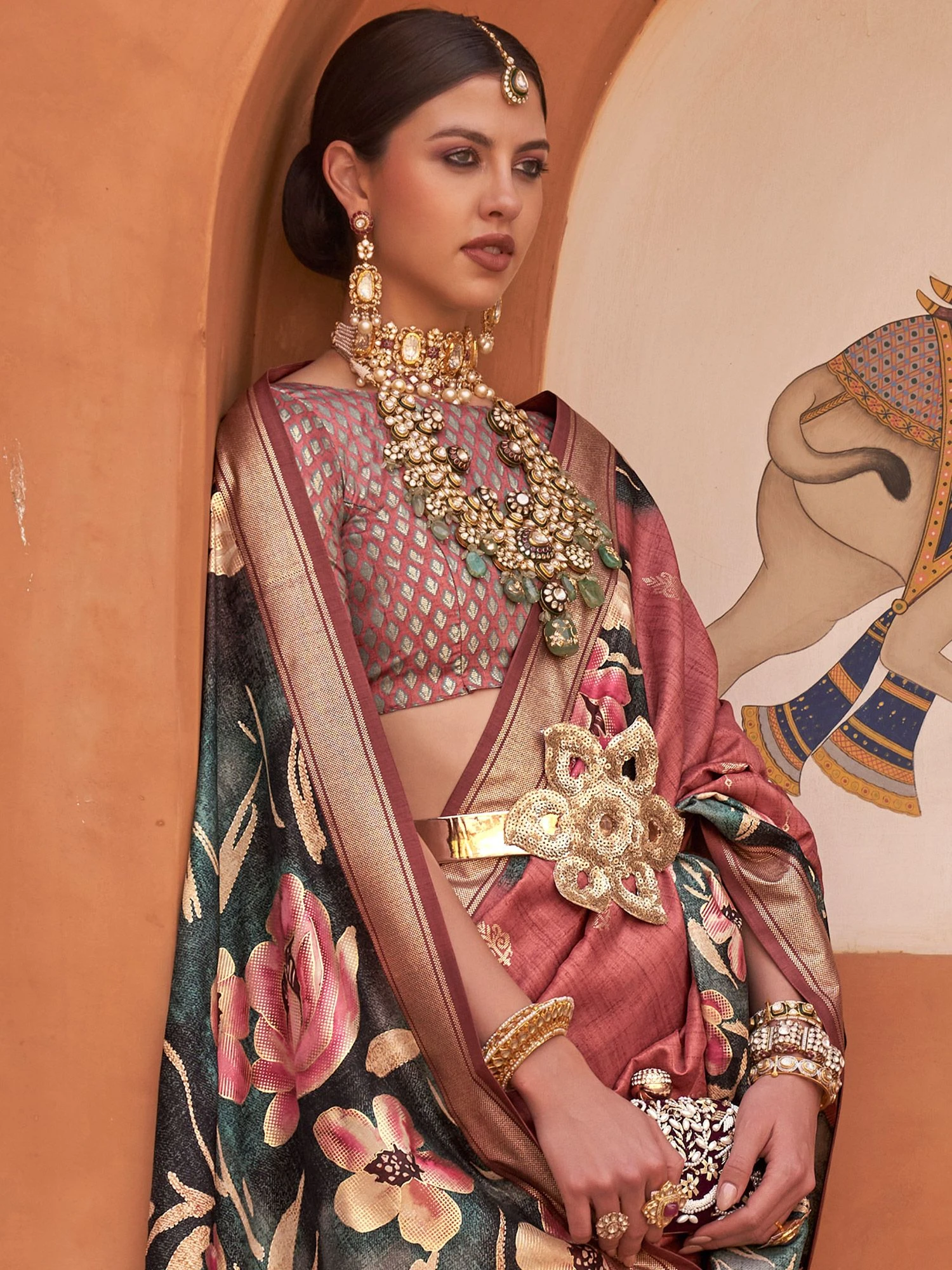 Pink Party Wear Saree In Art Silk With Blouse 4 Pink Party Wear Saree In Art Silk With Blouse - Image 2
