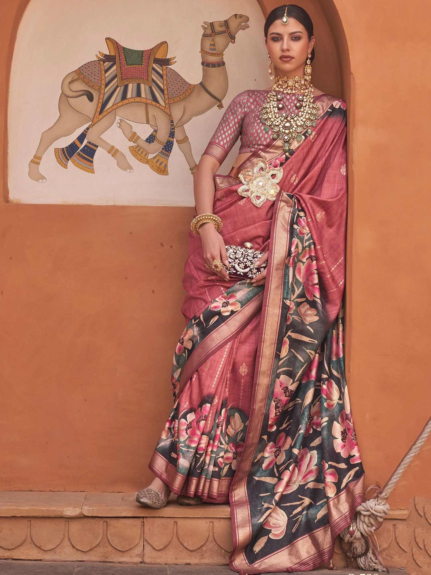 Pink Party Wear Saree In Art Silk With Blouse 3 Pink Party Wear Saree In Art Silk With Blouse