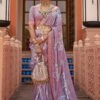 Purple Casual Wear Printed Saree With Blouse -Riwaayat Store p2279sr11