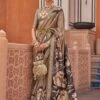 Brown Casual Printed Saree With Blouse