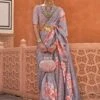 Grey Floral Print Saree In Art Silk With Blouse 1 Grey Floral Print Saree In Art Silk With Blouse -Riwaayat Store p2279sr13