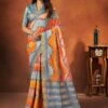 Multicolor Digital Printed Saree With Blouse -Riwaayat Store p2283sr01