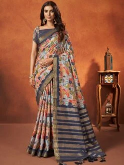 Multicolor Art Silk Printed Saree