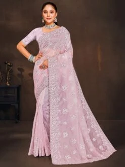 Beige Handloom Silk Saree In Print Pattern