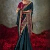 Green Party Wear Zari Bordered Saree In Art Silk -Riwaayat Store p2292sr11