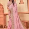 Pink Festive Crepe Sari With Stone Work -Riwaayat Store p2297sr07