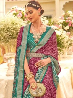 Purple Party Wear Saree In Bandhani Print -Riwaayat Store p2298sr06 1 1