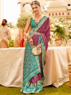 Purple Party Wear Saree In Bandhani Print -Riwaayat Store p2298sr06 1