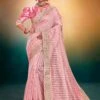 Pink Zari Woven Silk Saree With Blouse 1 Pink Zari Woven Silk Saree With Blouse -Riwaayat Store p2299sr02