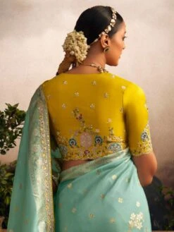 Turquoise Dola Silk Saree In Zari Weaving 7 Turquoise Dola Silk Saree In Zari Weaving -Riwaayat Store p2300sr05 2