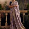 Purple Floral Zari Work Dola Silk Saree -Riwaayat Store p2300sr07