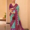 Blue Printed Saree In Silk With Blouse -Riwaayat Store p2303sr02