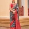 Grey Festive Saree With Printed Work In Silk -Riwaayat Store p2303sr13