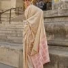 Coffe Cream Silk Saree In Zari Weaving -Riwaayat Store p2304sr07