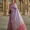 Lilac Purple Floral Weaving Silk Saree