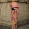 Rose Pink Color Festive Saree In Silk