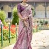Purple Embroidered Border Sari In Silk -Riwaayat Store p2306sr01