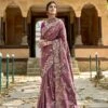 Pink Festive Silk Sari With Stone Work -Riwaayat Store p2306sr03
