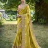 Yellow Traditional Wear Silk Saree In Zari Work -Riwaayat Store p2306sr04