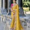 Yellow Silk Saree With Embroidered Blouse -Riwaayat Store p2306sr06