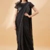 Black Printed Saree In Lycra With Designer Blouse -Riwaayat Store p2309sr04