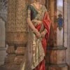 Red Banarasi Silk Weaving Saree In Stone Work -Riwaayat Store p2321sr01