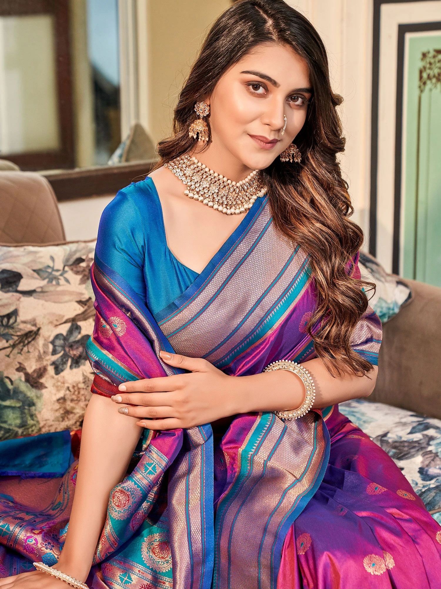 Pink Party Wear Printed Saree In Silk 4 Pink Party Wear Printed Saree In Silk - Image 2