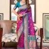 Pink Party Wear Printed Saree In Silk 2 Pink Party Wear Printed Saree In Silk -Riwaayat Store p2332sr02