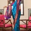 Blue Silk Saree In Printed Work