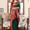 Green Traditional Printed Silk Saree -Riwaayat Store p2332sr04