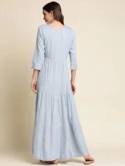 Blue Thread Embroidered Long Kurti In Crepe -Riwaayat Store p3019in01 2