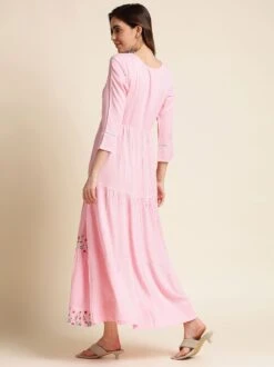 Pink Readymade Long Kurta With Embroidery 7 Pink Readymade Long Kurta With Embroidery -Riwaayat Store p3019in02 2