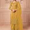 Yellow Embroidered Straight Cut Salwar Kameez -Riwaayat Store p3019sl04 1