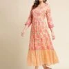 Orange Festive Wear Kurti With Floral Prints -Riwaayat Store p3022in03