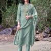 Green Pant Suit With Thread Embroidery