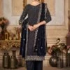 Black Velvet Salwar Kameez With Dori Embroidery