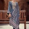 Blue Digital Print Pant Suit In Velvet -Riwaayat Store p3027sl05