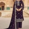 Purple Printed Velvet Suit With Dupatta 1 Purple Printed Velvet Suit With Dupatta -Riwaayat Store p3028sl03