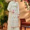 Off White Embroidered Straight Cut Suit Set