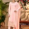 Peach Sequined Pant Style Suit In Georgette -Riwaayat Store p3040sl02