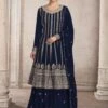 Blue Embroidered Sharara Suit With Dupatta -Riwaayat Store p3041sl04