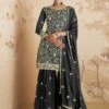 Grey Thread Embroidered Sharara Salwar Kameez -Riwaayat Store p3048sl01
