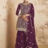 Purple Thread Embroidered Festive Sharara Suit -Riwaayat Store p3048sl05
