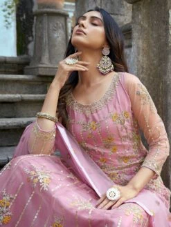 Pink Dori Embroidered Anarkali Salwar Kameez 5 Pink Dori Embroidered Anarkali Salwar Kameez -Riwaayat Store p3051sl01 1