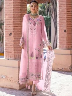 Pink Embroidered Straight Cut Salwar Suit
