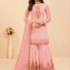 Peach Embroidered Sharara Suit With Dupatta 2 Peach Embroidered Sharara Suit With Dupatta -Riwaayat Store p3054sl04