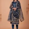 Blue Sequined Salwar Kameez In Net -Riwaayat Store p3056sl01
