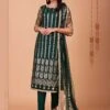 Green Sequined Salwar Kameez With Net Dupatta -Riwaayat Store p3056sl03