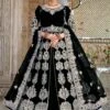 Black Embroidered Slitted Anarkali Suit With Dupatta